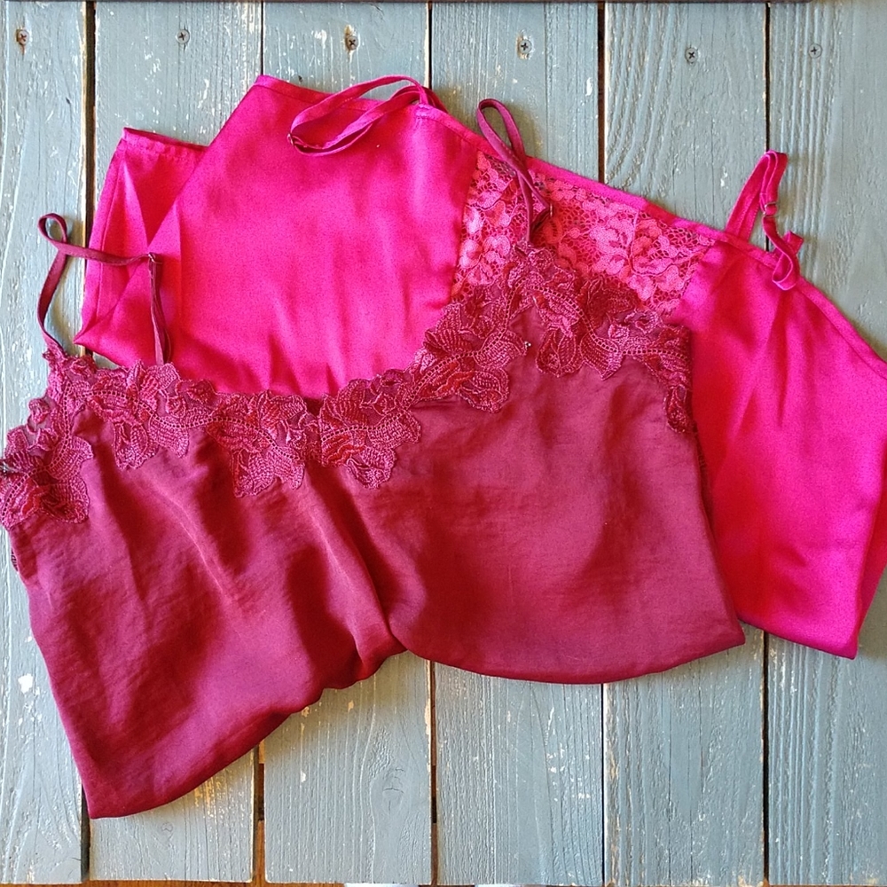 Silky red camisoles